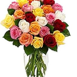 Floral Fantasy® Valentines Day Gift | Fresh Flower Bouquet (Bunch Of 30 Mix Roses in Glass Vase)-image-32