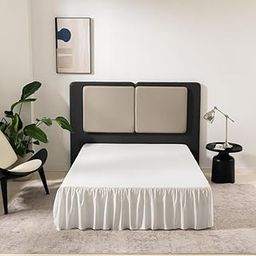 KANCHI DÉCOR - Microfiber Ruffle Bed Skirt Three Sided Coverage Shrinkage and Fade Resistant Dust Ruffle Bed Skirt with Platform, 18 Inch Drop Single Bed 72x60 Inch | White-image-22