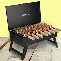 Chefman Barbeque Grill foldable briefcase style Coal - Base BBQ with 6 Skewers-picture-9