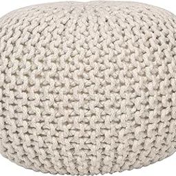 Décor Therapy Lola Round Lurex Pouf, 20x20x14, Off- Off-White-image-62