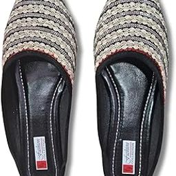 Women's Traditional Jutti Flats with Decorative Silver Embroidered Pattern, Black-image-17