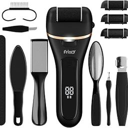 Frizty Callus Remover | 1 Year Warranty | Pedicure Kit for Women, 14 in 1 Foot Scrubber for Dead Skin, Callus Remover for Feet Electronic, 3 Interchangeable Head Rollers, 2 Speed Mode (Black)-15
