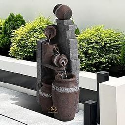 Holiness Craft Brick Pot Water Fountain for Home Decor | Indoor Tabletop Office | Lawn Balcony | Gift Gifting with LED Lights Water Pump | Brick Matka Water Fountain-image-98
