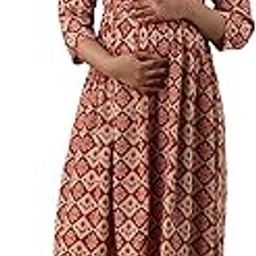 Women's Rayon Maternity Dress Pregnancy Casual Long Sleeve Dual Zipped for Feeding Nursing Maternity Comfort Dress Kurta-image-70
