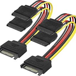 RiaTech 15cm 2 Pack SATA Power Y-Splitter Cable sata Male to Dual 15 Pin Female Extension Cable for Hard Disk Drive Adapter Cable, Multicolor-picture-11