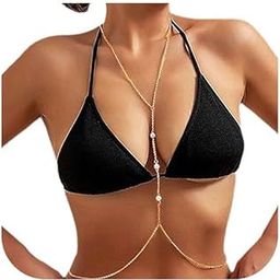 Zehory Women Pearl Body Waist Chain Bikini Sexy Gold Adjustable Bra Body Belly Necklace Chains Boho Beach Jewelry-image-42