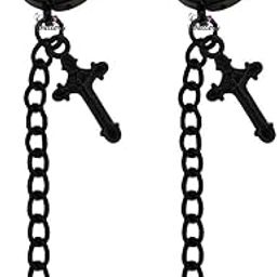 Jesus Cross Long Chaiin Black Stainless Steel Cross Hoop Earring For Men And Women-image-35