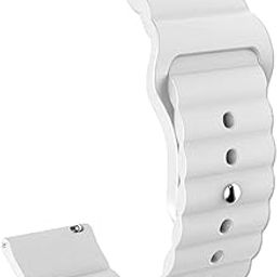 ACM Watch Strap Wave Design Silicone Belt 20mm Compatible with Garmin Vivomove Style Smartwatch Sports Band White-16