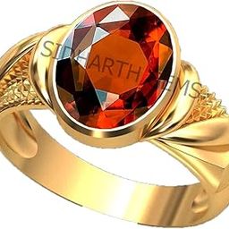 5.00 Ratti Gomed Ring Natural Quality & Original Stone Panchdhatu & Ashtadhatu Metal Adjustable Ring Rashi Ratna Loose Gemstone Gold Plated Ring for Men and Women-image-14