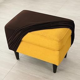 HOKIPO 210 GSM Premium Velvet Stretchable Ottoman Foot Rest Stool Cover, Brown (NEW-4801-BR)-image-43