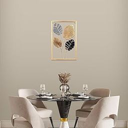 Amazon Brand - Solimo Gold Metal Wall Art Decor for Living Room | Elegant Iron Wall Hanging | Sturdy Iron | Wall Hanging | Wall Décor | Easy Installation | 42 x 28 cm | Set of 1-image-10