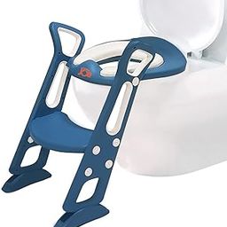 JUNIOR JOE Acrylonitrile Butadiene Styrene Foldable Potty Training Seat Chair With Handrails, Non-Slip Toilet Potty Stand And Ladder For Kids (Lake Blue)-image-99