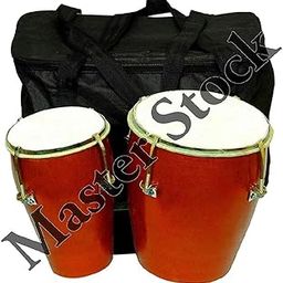 Master Stock Wooden Bongo, Brown Colour Professionals for Best Sounds and Taal with gig bag.-77