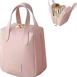 KIMEE Professional Large Cosmetic Makeup Kit Storage Organizer Travel Toiletry Vanity Bag with Big Compartment, Handle Makeup Brushes, Full Size Bottles, Toiletries Accessories (Pink)-image-17