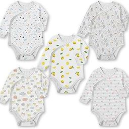 Moms Home Organic Cotton New Born Baby Unisex Onesie Romper - Pack of 5-image-40