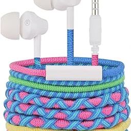 URIZONS Kids Colorful ecouteurs avec fil et Micro - Earbuds in Ear 3.5mm Headphones with Microphone Remote Braided Tangle Free-23