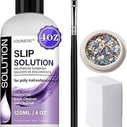 LOUINSTIC Poly Gel Slip Solution 4 oz, 3-in-1 Formula Anti-stick Solution for Controlling Gel Brush Cleaner Nail Surface Cleaner Nail Liquid for Poly Gel Nails Kit with Gel Brush and Lint-free Nail Cotton Pad-image-43