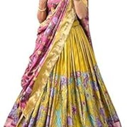 Women's Trending Designeer Tussar Silk Lehenga Choli Print with Foil Work With Unstitched Blouse Patola Print Adorned with Foil Work For Navrati || Wedding-image-95