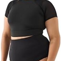 Plus Size Crop Top for Women| Gym Wear Crop Top for Women Workout | Round Neck Crop Top with Raglan Half Sleeves | Stretchable Crop Tops | Activewear Crop Tops-picture-53
