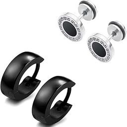 2 Pair Combo Earrings for Men and Boys | Stainless Steel Earrings for Boys | ComSTEa-87-image-6