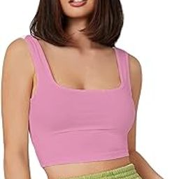 Women's & Girls' Solid Ribbed Square Neck Slim Fit Crop Tank Tops | Solid, Square Neck, Sleeveless, Crop Top, Gym Top | Top for Women-image-23