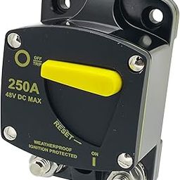 JooFn Marine Circuit Breaker Switch with Manual Reset 50-300A DC 12-48V for RVs Boat Truck Trolling Battery Solar System (250A)-24