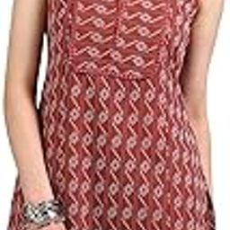 Women Cotton Regular Fit Traditional Print Sleeveless Notch Neck Knee Length Straight Kurta-picture-28