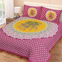 DESHBANDHU DBK - 144 TC Kids Skin-Friendly Printed Double Bedsheet with 2 Pillow Covers 220 x 220 cms Guldasta Pink-image-40