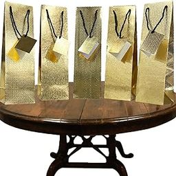 Wine Bag. Pack of 5 with Message Card. Different Textured Gold Foil Designs. 14 x 4 x 4 inch. Perfect for Parties, Festivals, Housewarming, Corporate Gifting & Anniversary.-picture-23