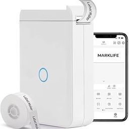 MARKLIFE Label Maker Machine with Tape Barcode Label Printer - Mini Portable Bluetooth Thermal Labeler for Address Clothing Jewelry Retail Barcode Small Business Home Office (D110 White)-3
