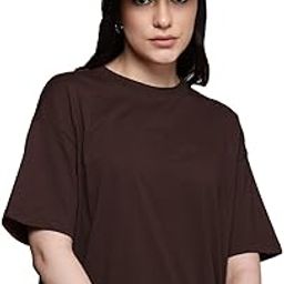 Oversized Half Sleeve Tshirt for Women, Round Neck Longline Drop Shoulder Solid T-Shirt (Color Multicolor)-image-39