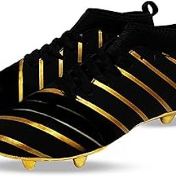 Football Shoes | Lightweight & Comfort | Best for Competitive Soccer Players | Sports Cleats | Football Footwear | Football Sports Shoes | (Model : Gold) (Color : Black & Gold) (Size: 7)-image-30