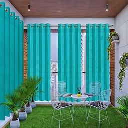 Green Semi Sheer Eyelet Curtains – 90% Sun Blockage, UV & Heat Protection, Indoor/Outdoor Use for Balcony & Window – Light Filtering Privacy Drapes (10 X 9ft)-picture-10