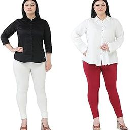 Premium Cotton Body Hugging Ankle Length Legging for Women, Soft and Comfortable Fabric with Elastic Closure, Free Size - Pack of 2pc (Fit Upto 25 to 32 Waist)- Off White, Maroon-image-75