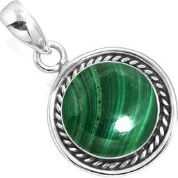 925 Sterling Silver Handmade Pendant for Women 12 MM Round Gemstone Fashion Jewelry for Gift (99517_P)-picture-31