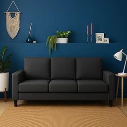 FURNY Hedster 3 Seater Fabric Sofa Set (Dark Grey)-image-39