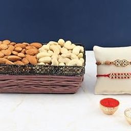 SFU E Com Set Of 2 Rakhi With Dry Fruit Hamper For Rakshabandhan Gift | Dry Fruit And Rakhi For Brother | Dry Fruit Basket Hamper | 34-8