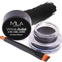 Wink Artist Gel Eyeliner with Brush | For Eyes & Brows | Lasts Upto 36 Hours | Long Lasting & Waterproof Formula | Enriched With Calendula Oil and Aloe Vera | Shade - (Black, 4g)-14