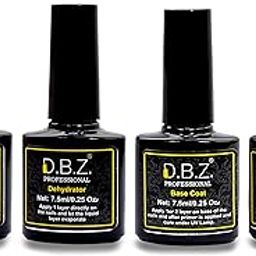 D.B.Z.® Top Coat, Base Coat, Nail Primer & Dehydrator, Textured Finish - 7.5ml Each for Acrylic/Polygel/Gel Nail Extension Gel Nail Colour Or Diy Nail Art Uv Lamp Dry - Pack Of 4-41