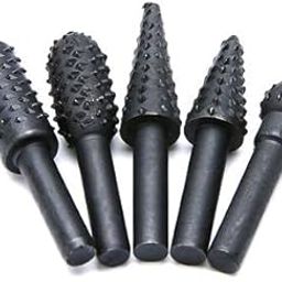 Homdum Rotary Burr Set 5 Piece Set of Heavy Duty and Durable 1/4 Shank Rotary Rasp File Set - Wood Carving - Ball, Oval, Cylinder,Taper,cone.-image-14