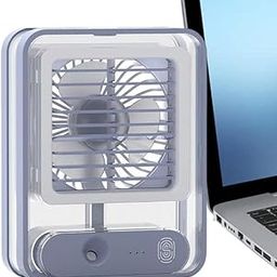CASE PLUS Mini USB Fan With Mist Water Spray Mini Cooler With LED Night Light Mini AC Personal Air Cooler Desk Fan for Office Kitchen Home-image-6
