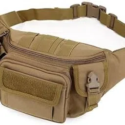 carry trip Men's Tactical Waist Bag Adjustable Chest Pouch Military Fanny Pack for Camping (Brown)-picture-41