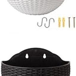 ATORSE 2Pcs Modern Wall Planter Self Watering Pot Plant Hanger White Black-image-74