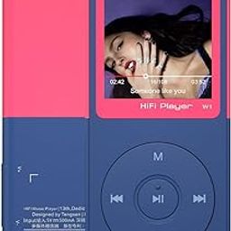 Bluetooth Mp3 Player, Classic Portable Mp3 & Mp4 Players for Kids,HiFi Music Player with Video Play,FM Radio,Recording,E-Book,Alarm Clock,Mp3 Play up to 50 Hours with SD Card Slot Pink 64GB-74
