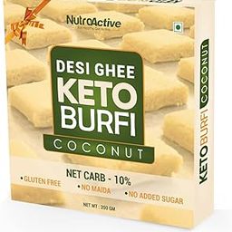 NutroActive Keto Coconut Barfi | Sugar-Free Keto Sweets/Mithai with Desi Ghee | Low carb weight loss sweets- 200g-image-32