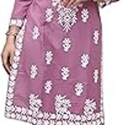 Women's cotton Embroidered Chikankari Straight Kurta Set with Half Sleeves Ankel Length Round Navck and Organza Floral Dupatta | Kurta Set for Women-picture-19