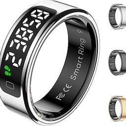 Smart Ring Health Tracker with Display Screen, Sleep Tracker Ring with Heart Rate, Fitness Ring Step tracker for Activity Monitoring/Steps/Calories,Wireless Charging, for iOS Android (Silver,8#)-image-38