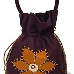 SriShopify Women’s Potli Banjara Traditional Batwa Cotton handmade Pouch(Small, Mirror, Beads and Thread Work Handcraft Purse, Maroon)-18