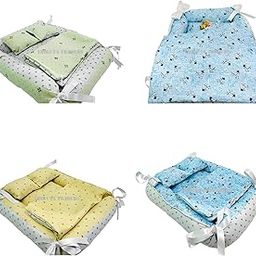 TRIKUTA Traders Laddu Gopal Cotton Bister Set for Kanha Ji, Soft Cotton Filled Bed Asan, Floral Print (Random Colour, Random Print)(Size - 0 to 6)-0