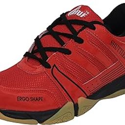SHUTTLER Non-Marking Badminton Shoes for Men | Stylish Sport Shoes | Lightweight & Durable for Squash, Table Tennis, Volleyball, Basketball & Indoor Sports | (Red/Black)-image-24